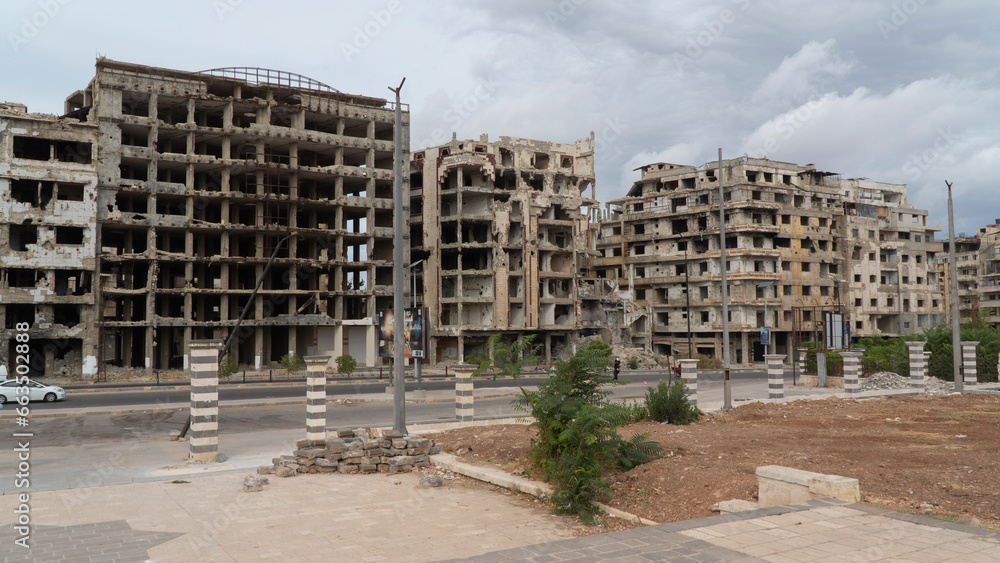Civil war damage in Homs, Syria