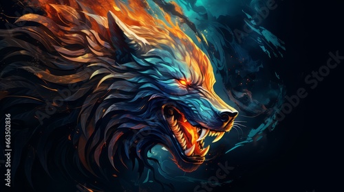 Fenrir - The giant wolf from the norse mythology and Loki´s offspring photo