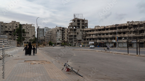 Civil war damage in Homs, Syria