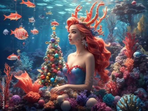 Mermaid Serenity Beneath the Azure Waves © zohiab