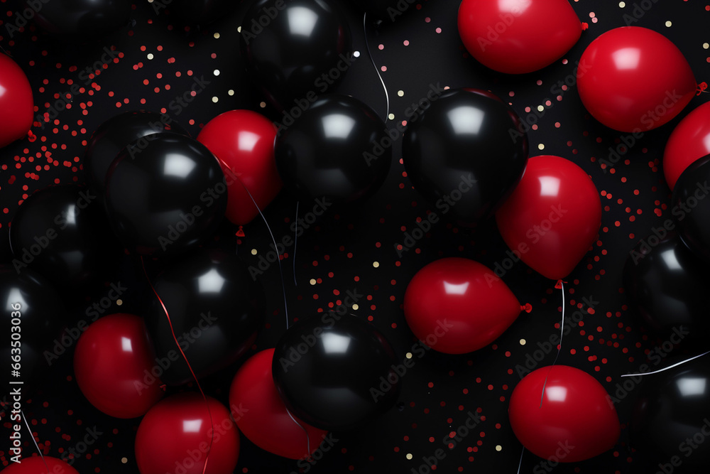 Black balloons on a black background. Black Fridayblack and gold baloon christmas decoration Black balloons on a black background. Black Fridayblack and gold baloon christmas decoration