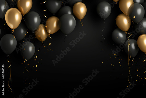 Wallpaper Mural Black balloons on a black background. Black Fridayblack and gold baloon christmas decoration Torontodigital.ca