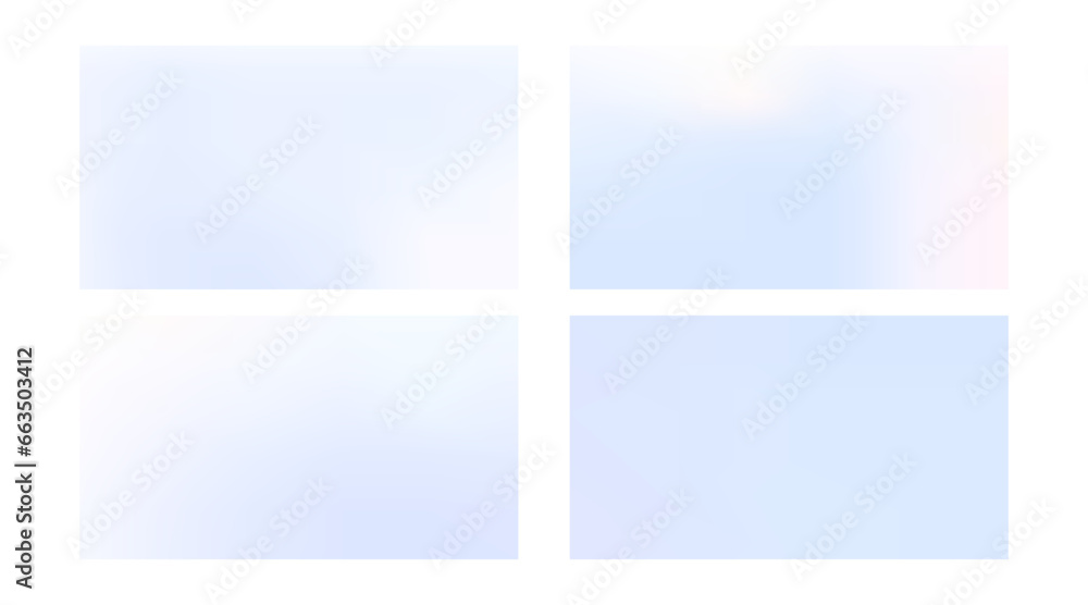 Set of soft winter gradient vector backgrounds. Blue and white abstract liquid design templates