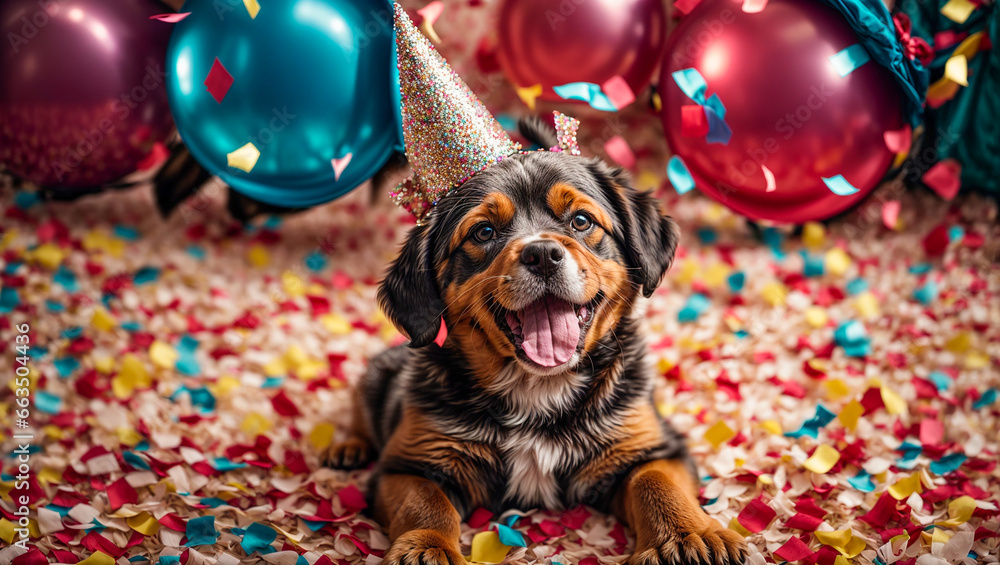 Funny dog in a festive cap Funny dog in a festive cap