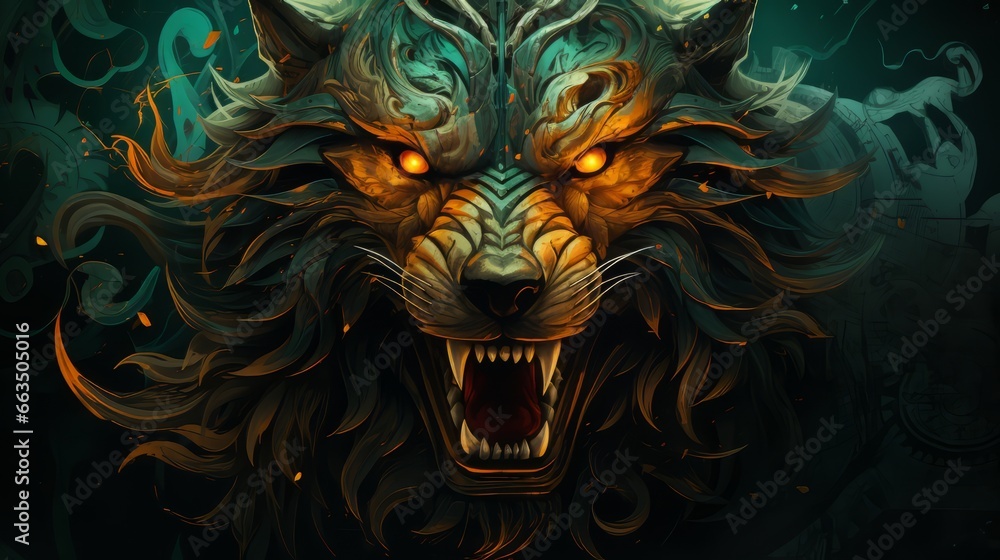 Fenrir - The giant wolf from the norse mythology and Loki´s offspring - obrazy, fototapety, plakaty 