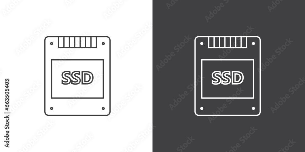 SSD icon of Mobile Device Components. Data storage icon in line style symbol sign for apps and website, SSD icon template for graphic and web design collection logo vector illustration. SSD icon of Mobile Device Components. Data storage icon in line style symbol sign for apps and website, SSD icon template for graphic and web design collection logo vector illustration.