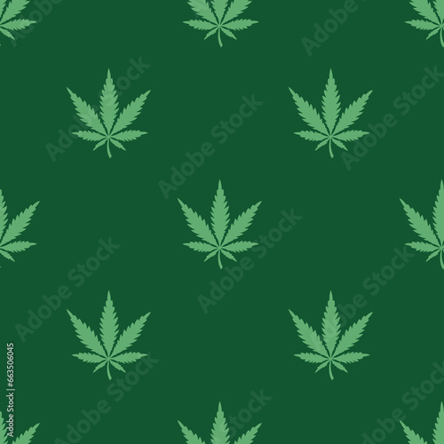 Weed seamless pattern Marijuana cannabis leaf green background wallpaper