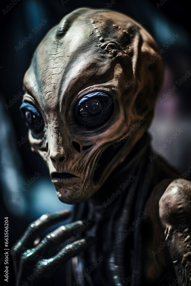 visualized humanoid alien. Alien close-up