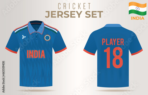 Jersey for India Cricket Team Front and Back view