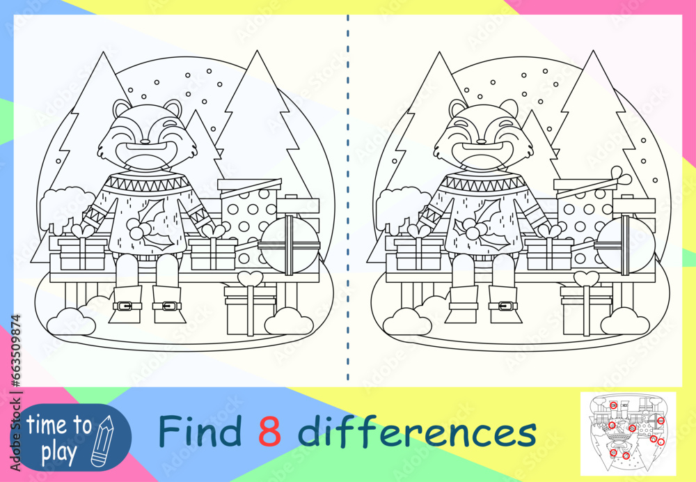 children's educational game. logic game. coloring book. find the difference. New Year. sweater 