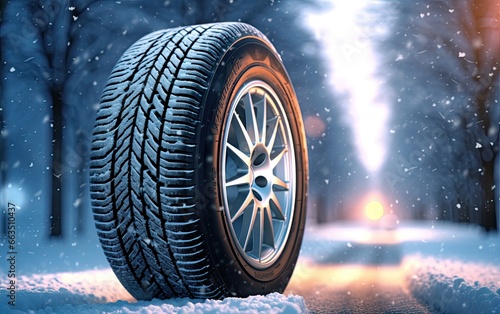 Winter tire in snow © neirfy