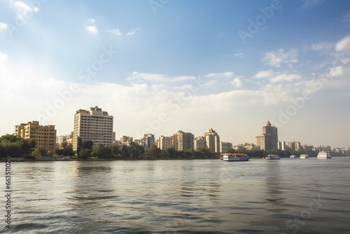 Stunning Cairo skyline overlooking the Nile. Generative AI © Jago