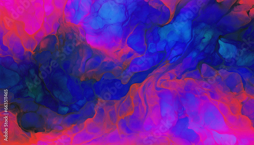 Obraz na płótnie mesmerizing abstract liquid ink flow swirls, background pattern, vibrant neon purple blue pink red color, colorful wallpaper backdrop, intricate fine detail, modern contemporary art texture w salonie