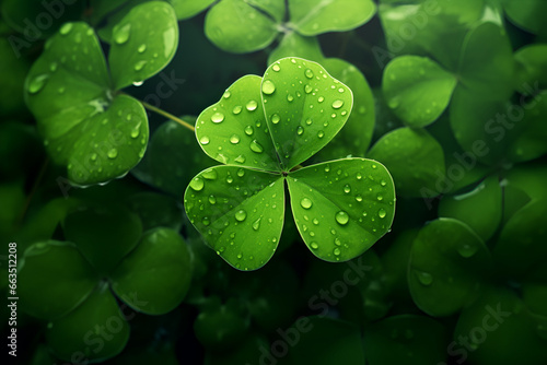 A Field of Lucky Four Leaf Clover and Shamrock St. Patricks Day Ireland