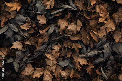 Dark Autumn Leaves Lay On the Forest Floor