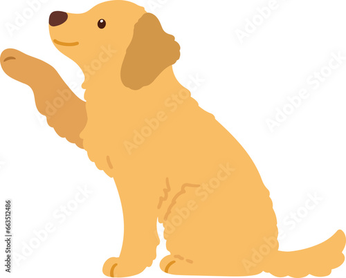 Illustration of Golden Retriever shaking hands