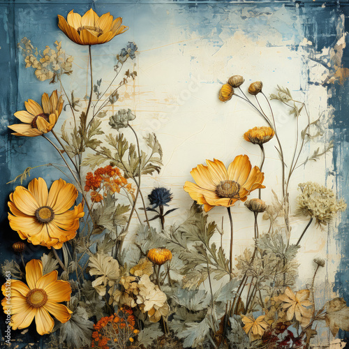 Flowers against a rustic wall