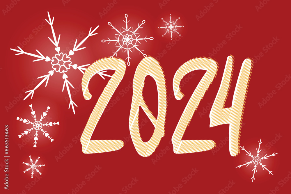 Magical heavy white snowflakes red backdrop Blurred december theme Trendy modern winter banner poster greeting card template Xmas Design Copyspace Holiday cover Invitation Winter Calendar 2024 numbers