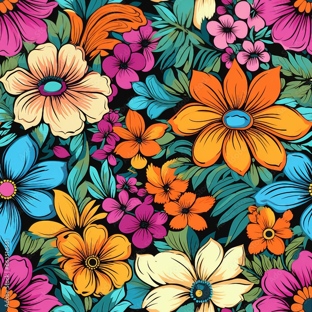 1970s Psychedelic Florals Pattern