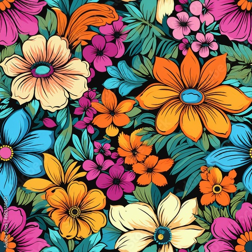 1970s Psychedelic Florals Pattern