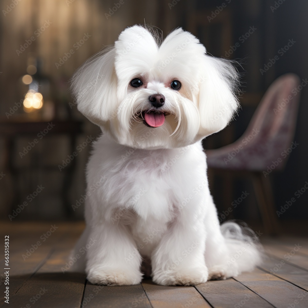 Maltese with a glamorous and voluminous show cut Maltese with a glamorous and voluminous show cut