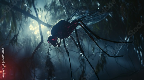 Giant bloodsucker swamp mosquito flying fantasy insect  in the marshes © Nordiah