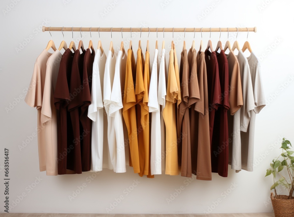 three dress shirts hanging on a wooden hanger