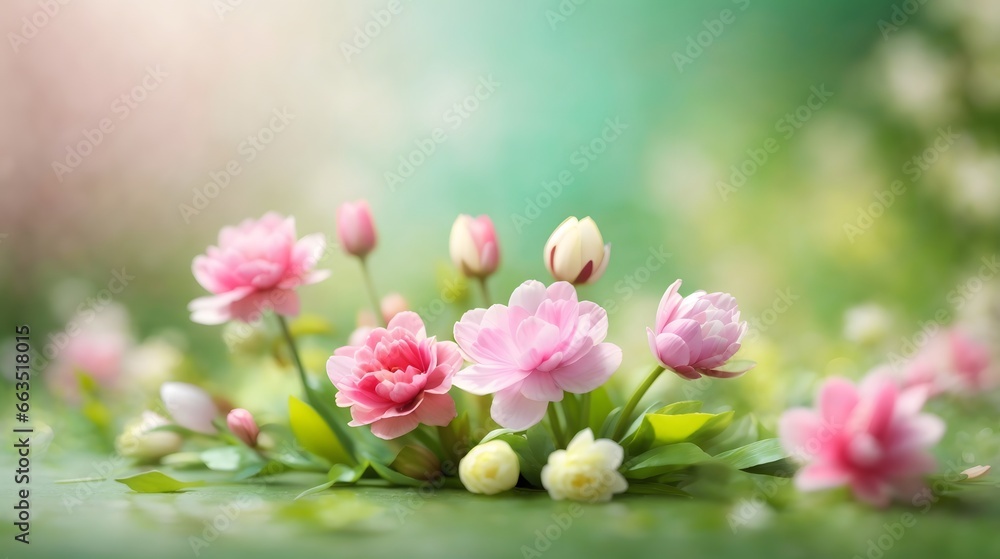 Obraz premium Realistic Blurred Spring Background Spring Flower Background Flower Illustration Blossom Flower Background AI Generative
