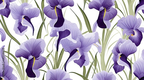  a bunch of purple flowers that are on a white background. generative ai