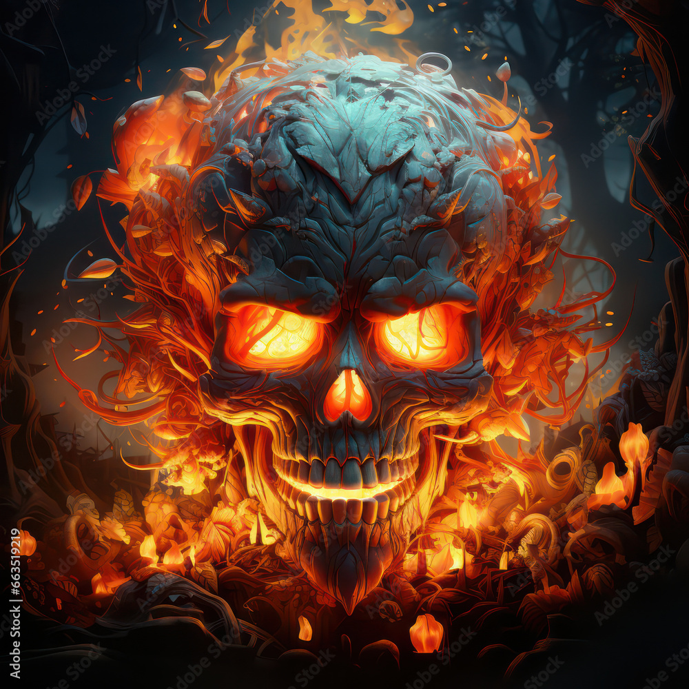 Psychedelic Colorful Skull Painting, Generative AI Psychedelic Colorful Skull Painting, Generative AI