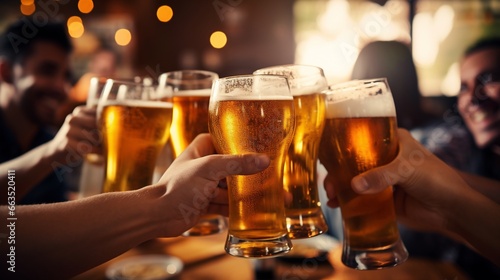 Cheers at the Bar: Friends Celebrating with Pints