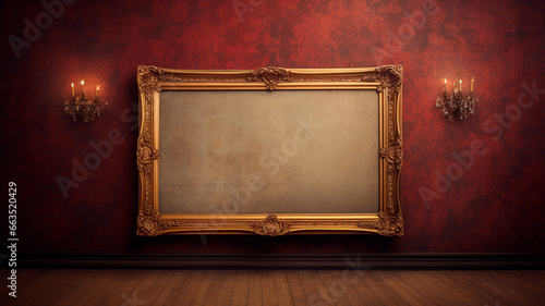 old wooden frame with a picture frame.