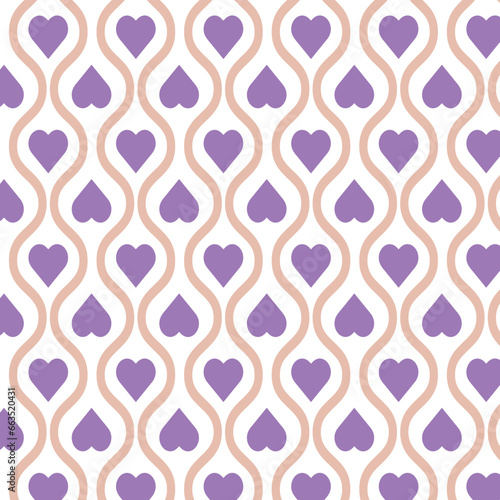 Retro pattern seamless.Abstract background of valentines day.Line and heaart design in 1970s HippieRetro style.Vector pattern ready to use for cloth,textile,wrap.The file has a transparent background.