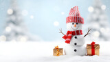 snowman with christmas presents, happy winter, merry Christmas wallpaper