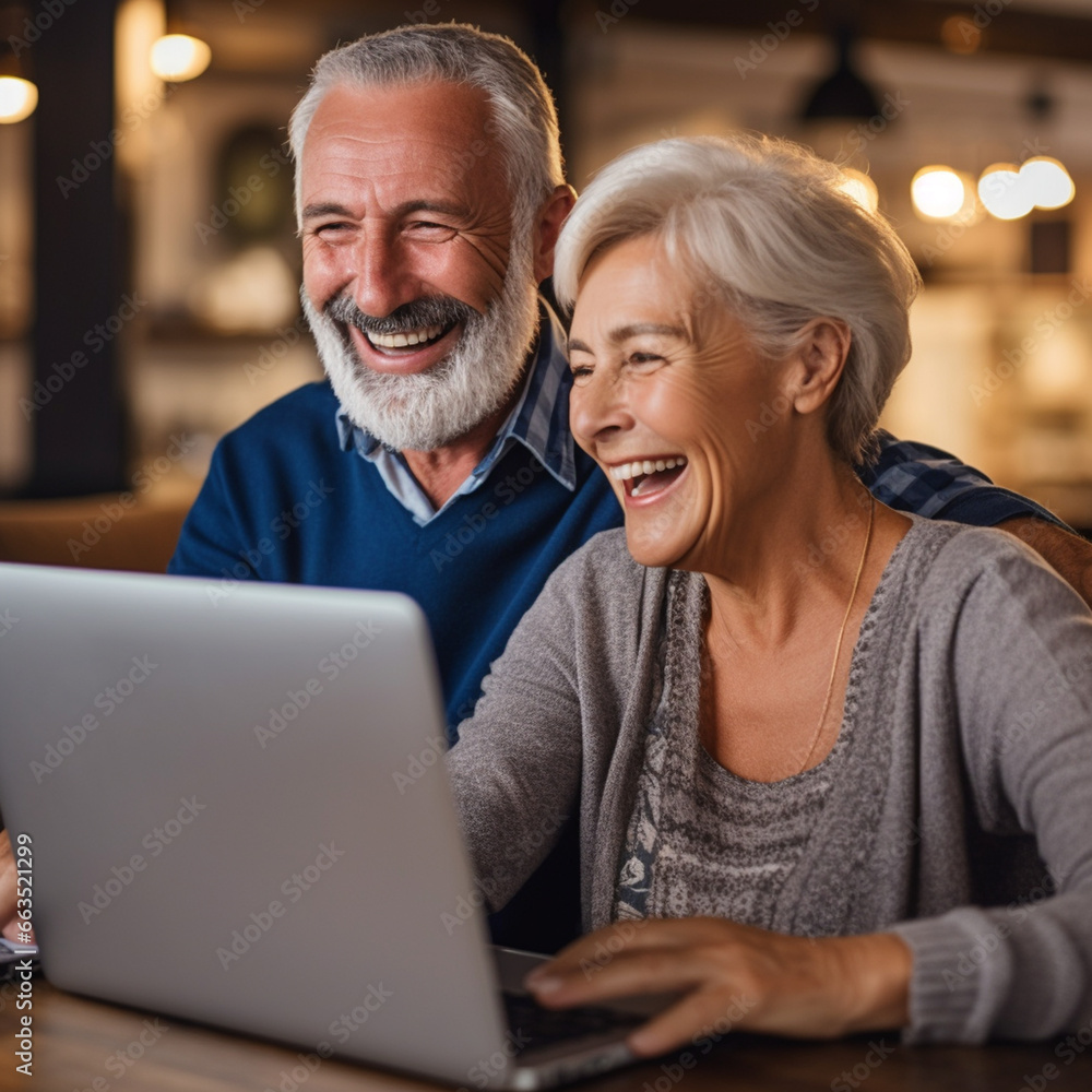 Obraz premium Beautiful older couple. Cheerful, laughing adults