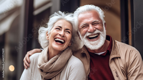Beautiful older couple. Cheerful, laughing adults