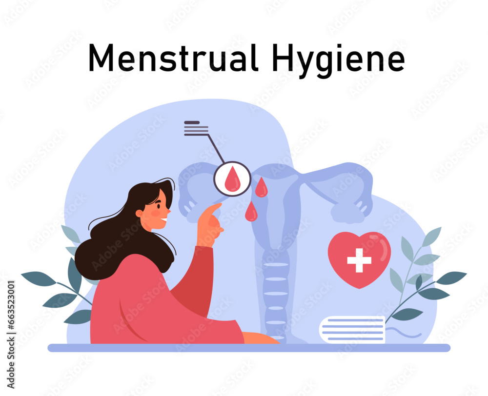 Obraz premium Female menstrual cycle. Hygiene products for menstruation. Intimate