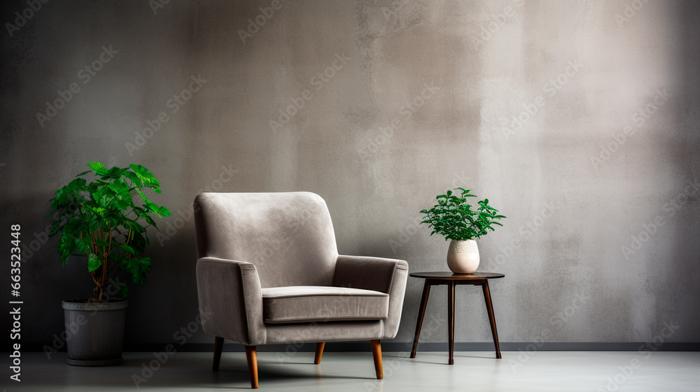 modern chair near wall in room interior with empty space for your design modern chair near wall in room interior with empty space for your design