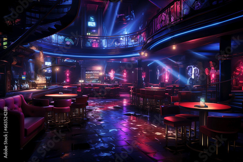 night club interior in neon light