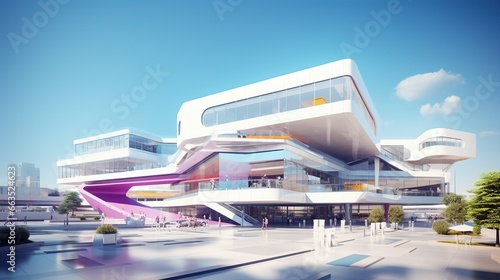 Modern architecture building background. AI generated image