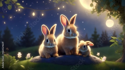 Adorable Baby Rabbits In A Serene Outdoor Setting Adorable Bunny Background Rabbit Wallpaper AI Generative