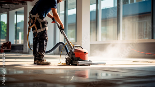 worker with protective uniform working in a construction site