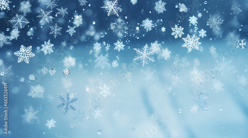 blue winter wallpaper with snowflakes falling