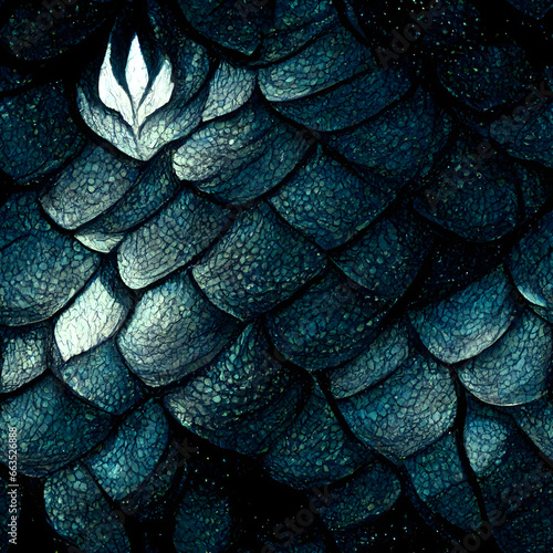 Seamless background pattern of dark dragon scales close up