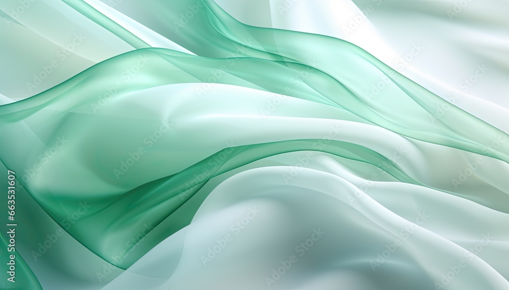 Glistening Elegance: Abstract emerald and white  Textile in Tranquil white 