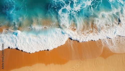 waves of water and beach from above © Klay
