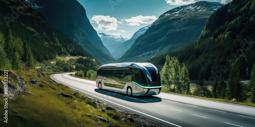 Innovative futuristic transport, high-tech smart self-driving electric vehicle, sustainable green travel, connected smart city concept