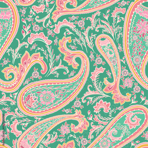 Vintage Green Paisley Pattern
