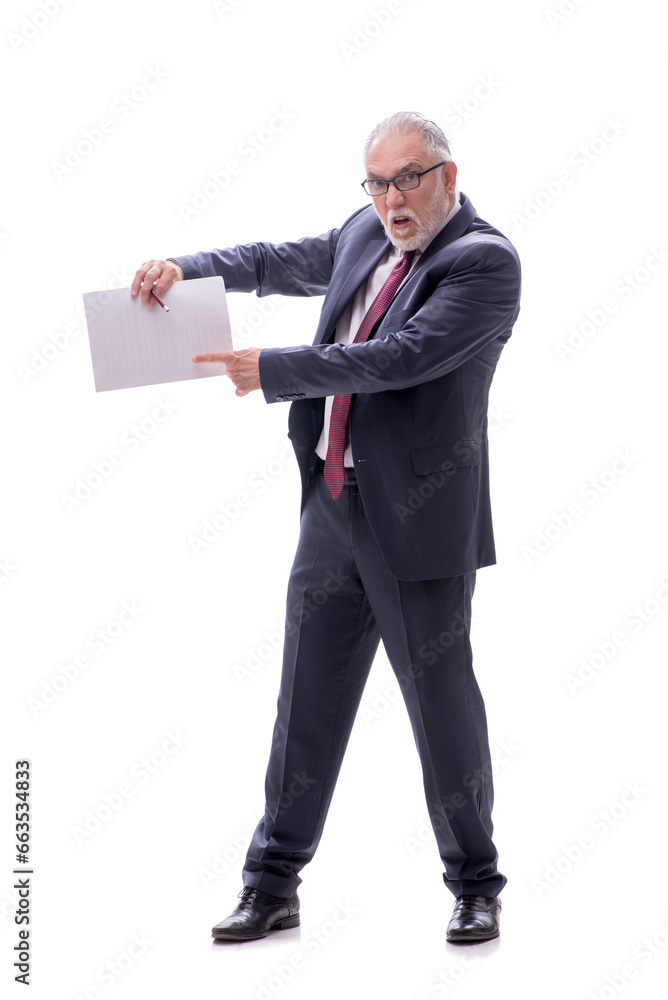 Old businessman isolated on white Old businessman isolated on white
