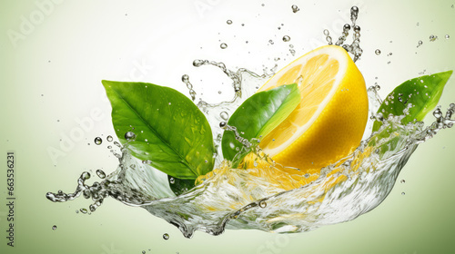 Beautiful lemon fruit concept with splash